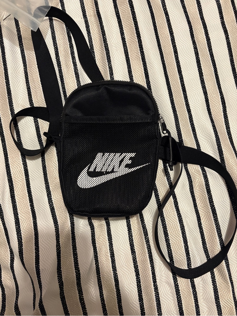 Nike Black Crossbody Belt Bag with White Swoosh